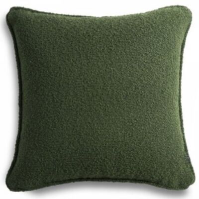 Cuscino decorativo in bouclé verde con bordino 45