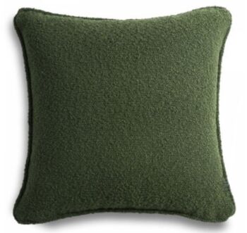 Coussin décoratif bouclé vert avec passepoil 45