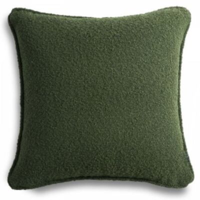 Green boucle decorative cushion with piping 50