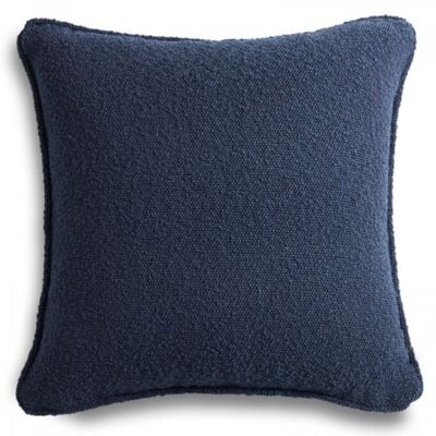 Dark Blue boucle decorative cushion with piping 45