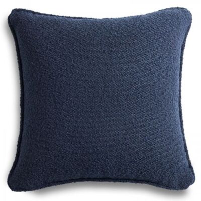 Cuscino decorativo in boucle blu scuro con bordino 45