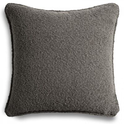 Coussin décoratif bouclé gris avec passepoil 45