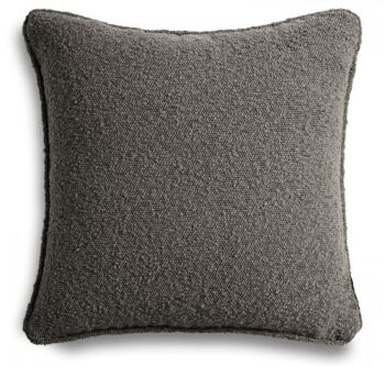 Coussin décoratif bouclé gris avec passepoil 45