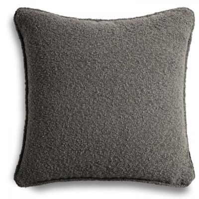 Grey boucle decorative cushion with piping 50