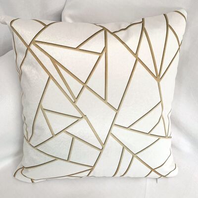 White Gold Stripes Decorative Cushion 50
