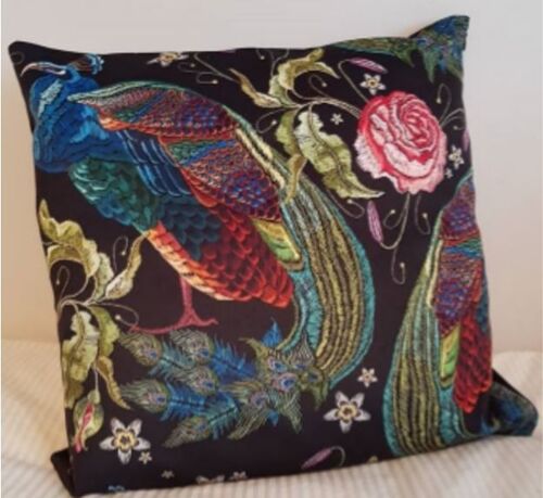 Peacock with Roses decorative velvet cushion 50