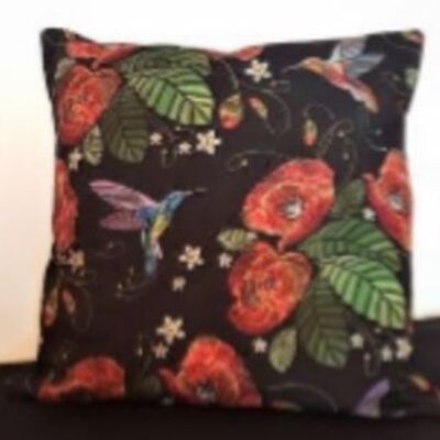 Poppies velvet decorative cushion 45