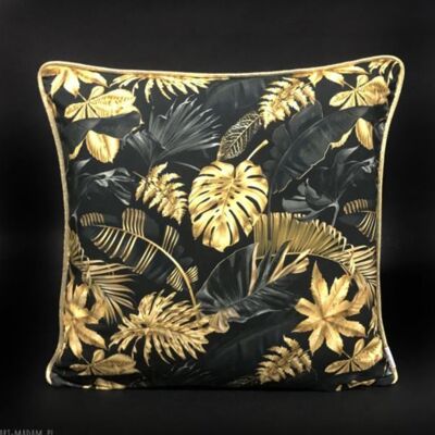 Tropical Black Jungle velvet decorative cushion 45