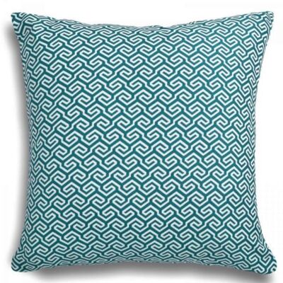 Coussin d'extérieur de jardin géométrique bleu sarcelle 50