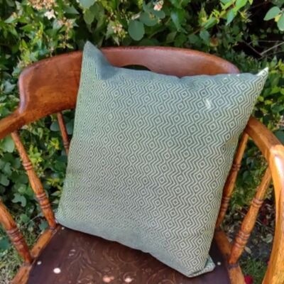 Coussin de jardin d'extérieur géométrique vert anis 45