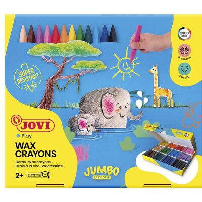 Crayons Jumbo Easy Grip Jovi, Boîte de 300 crayons triangulaires, Couleurs assorties, Super résistant et performant