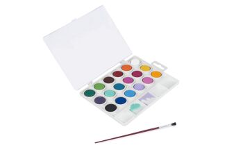 JOVI - Kit de Acuarela con Pincel, 18 pastillas de 22 mm, Colores Brillantes e Intensos, Pintura fácil de diluir con agua y secado rápido 3