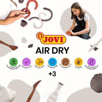 JOVI - Air Dry, Pasta de modelar Jovi, Secado al aire sin horno, Color blanco, 250 Gramos 5
