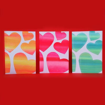 Heart Colour Mix Cards A6, 3 Pack