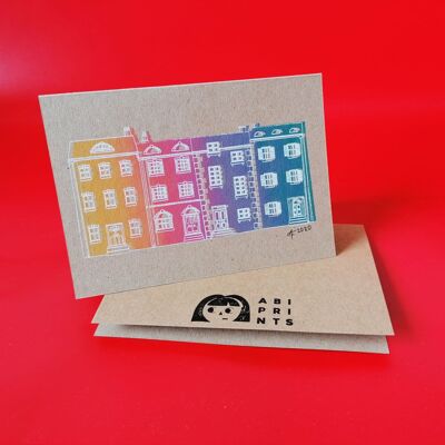 Rainbow Houses Card, A6