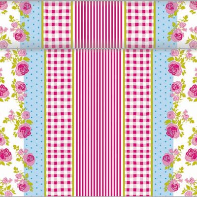 Table runner Mary in pink from Linclass® Airlaid 40 cm x 4.80 m, 1 piece - Flowers Floral