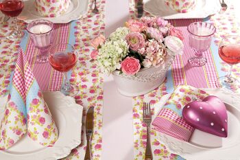 Chemin de table Mary en rose de Linclass® Airlaid 40 cm x 4,80 m, 1 pièce - Fleurs Floral 2