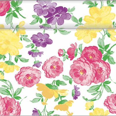Table runner Johanna made of Linclass® Airlaid 40 cm x 4.80 m, 1 piece - flowers floral