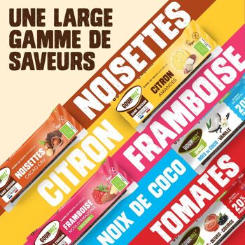 Barres de fruits protéinées bio, cacao cru & noisettes, 20% de protéines, vegan, sans gluten, encas sain pour les gourmands et les sportifs 9