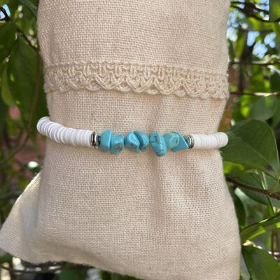 Elastic bracelet in Howlite beads Chips and Heishi beads