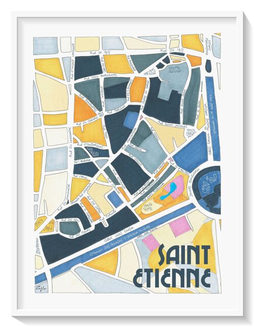 AFFICHE Illustrée Plan du Quartier Saint-Etienne, TOULOUSE