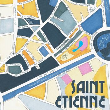 AFFICHE Illustrée Plan du Quartier Saint-Etienne, TOULOUSE 2
