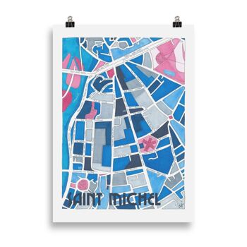 AFFICHE Illustrée Plan du Quartier Saint-Michel, TOULOUSE 6