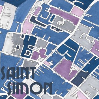 AFFICHE Illustrée Plan du Quartier Saint-Simon, TOULOUSE 2