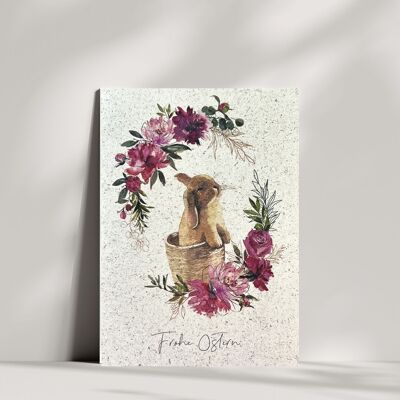 Happy Easter - greeting card made of grass paper