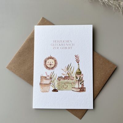 Congratulations on the birth - folding card made from 100% recycled paper