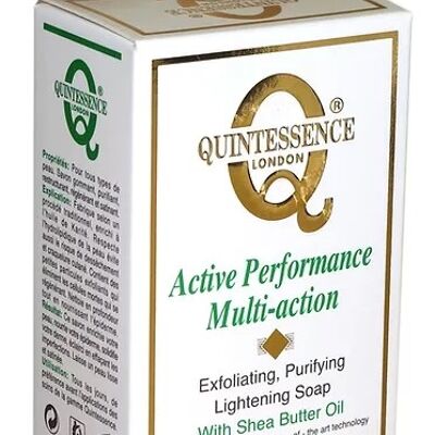 Experience Multi-Action Skin Transformation with Quintessence London Performance Exfoliating, Purifying Lightening Scrub Soap 200 grams