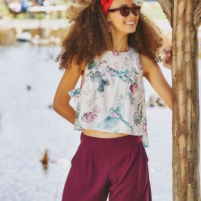 Pantalones cortos de verano morados estilo boho para mujer