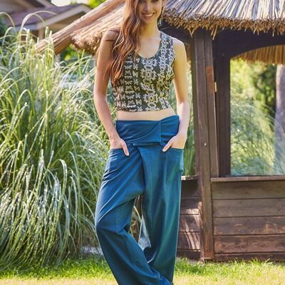 Pantalón Pescador de Verano para Mujer en Azul