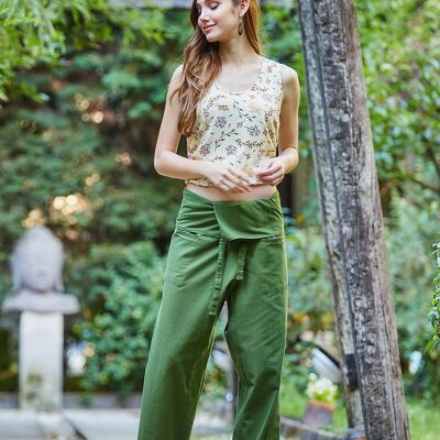 Pantalon de pêcheur d'été pour femme en vert