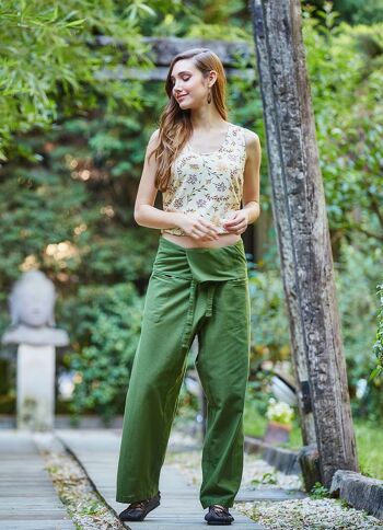 Pantalon de pêcheur d'été pour femme en vert 1
