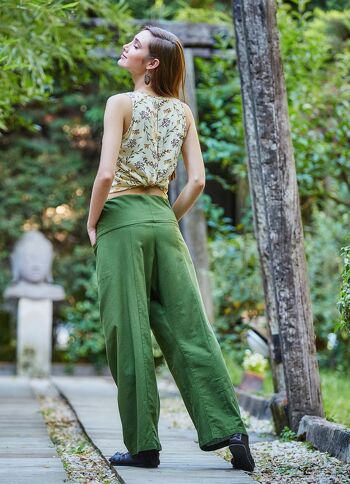 Pantalon de pêcheur d'été pour femme en vert 4