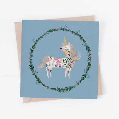 Unicorn & Flowers, just because card