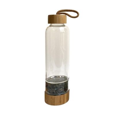 Botella de agua de cristal, 400ml 25x6x6cm, botella de cámara, labradorita