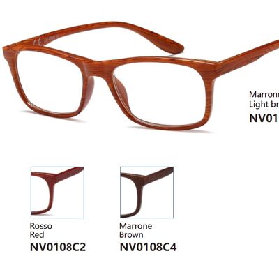 Preassembled reading glasses - Wood Effect - NV0108 - SET 30 PIECES