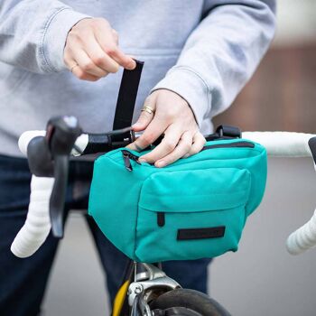 Sacoche de guidon de vélo, sacoche de vélo et sac banane en un, sac 5 en 1, sac à bandoulière, sac à main, sacoche de cadre (turquoise) 1