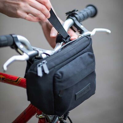 Bolsa para manillar de bicicleta, bolsa para bicicleta y riñonera en uno, bolsa 5 en 1, bandolera, bolso de mano, bolsa para cuadro (negro)