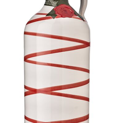 Keramikflasche für natives Olivenöl extra - rote Linien