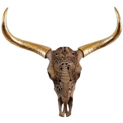 Cabeza de toro decoración pared oro XXL 71x21x72 cm