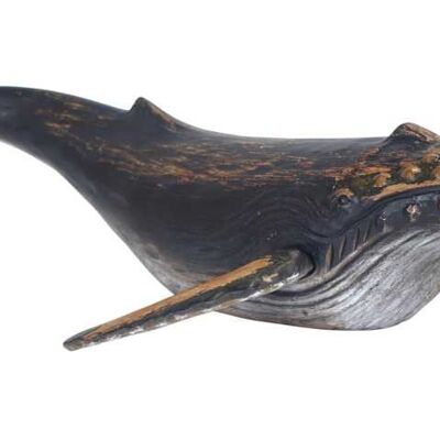 Whale Figurine Deco Dark Blue 60 cm