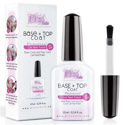 Base and Top Coat Semi-permanent UV/Led Gel Nails - 10 ml
