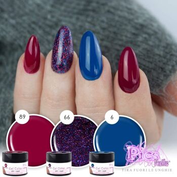 Gel de couleur pour ongles UV / LED professionnel au cobalt - 5 ml, nude, rouge, rose, fuxia, bleu, aigue-marine (cobalt) gel de couleur à effet brillant 3