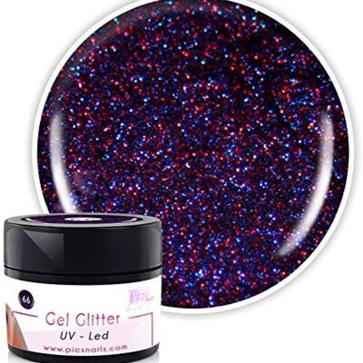 Gel de couleur pour ongles UV / LED professionnel à paillettes multicolores - 5 ml, nude, rouge, rose, rose, fuxia, bleu, aigue-marine (paillettes multicolores) Gel de couleur laqué