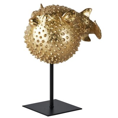 Figura pez globo decoración oro 23,5 cm