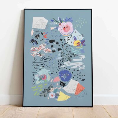 Abstract Spring Scandi Blue 001 Poster (50 x 70 cm)