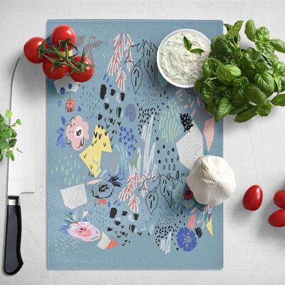 Abstract Spring Scandi Blue 002 Chopping Board